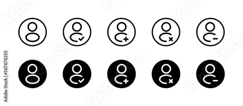 User icon, interface icons as add, remove, edit, employees user line icons. User, plus and minus user icon. Avatar human illustration symbol. Sign person vector