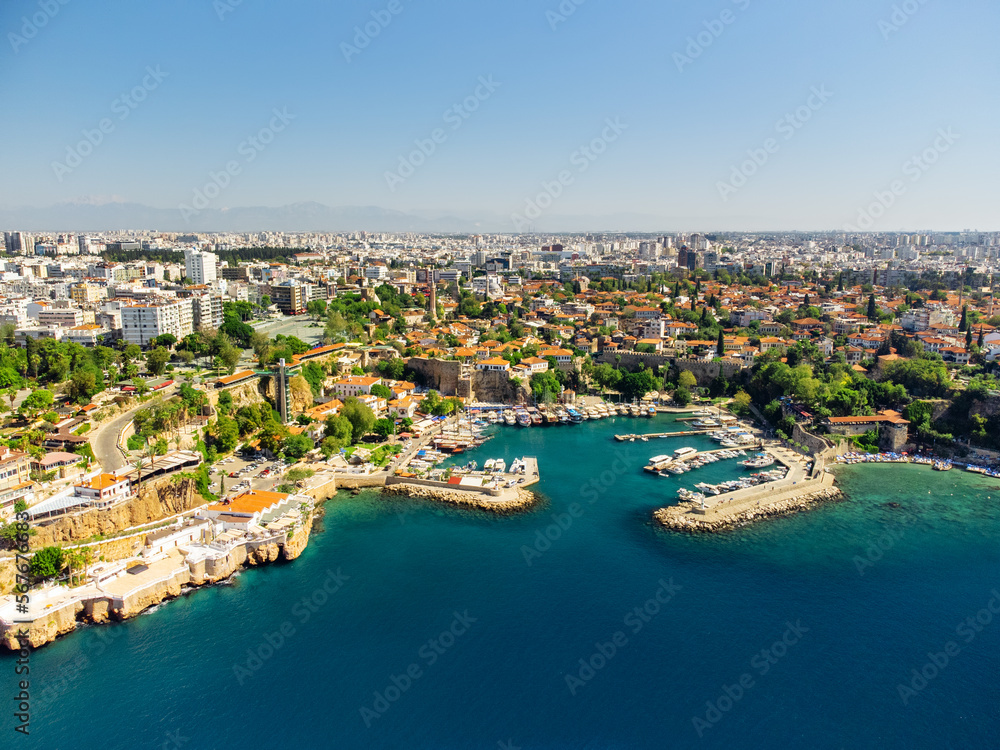 Aerial view of the Ottoman Houses and Old Antalya Marina