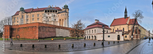 Krakow, Poland - 01 02 2023 : Panoramic view of Wawel castle at sunset