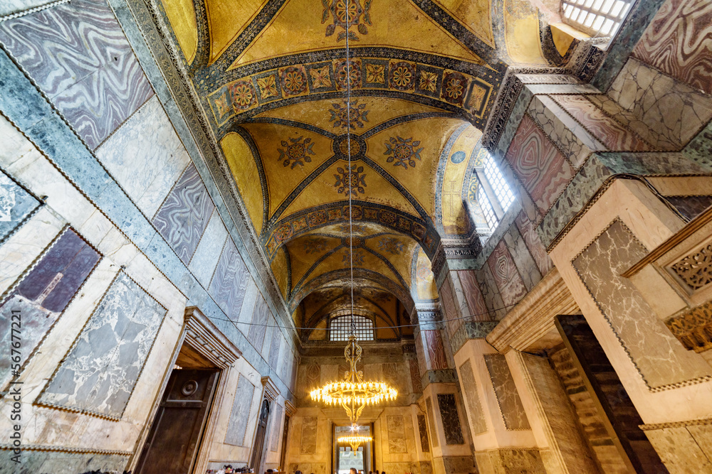 Interior of the inner narthex in the Hagia Sophia, Istanbul