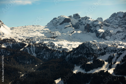 View of Passo Groste - Ski slopes of Madonna di Campiglio. Alpine Ski resort of Trentino Alto Adige into Dolomiti di Brenta Park. Italy photo