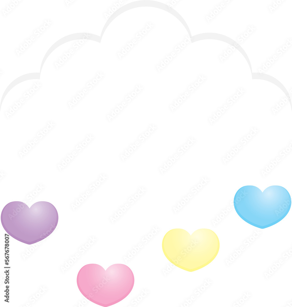 cute kawaii cloud with hanging hearts