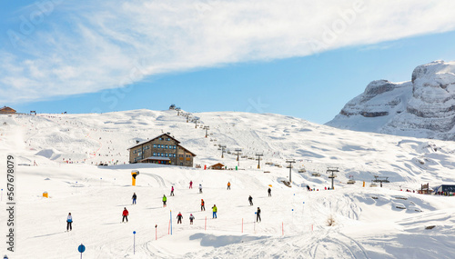 Fotografie, Obraz View of Passo Groste - Ski slopes of Madonna di Campiglio