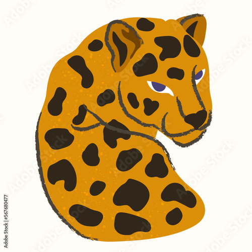 Leopard in Carthoon style. Vector illustration.