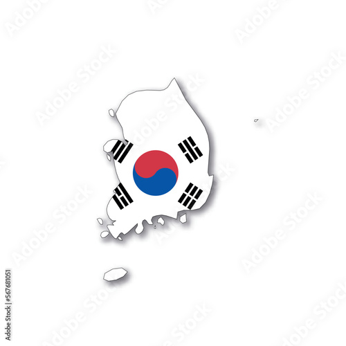 South Korea national flag in a shape of country map