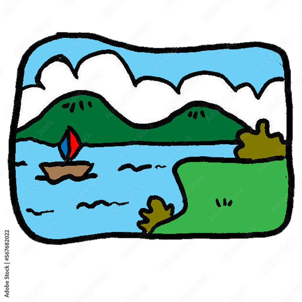 Fototapeta premium illustration of beatiful lake