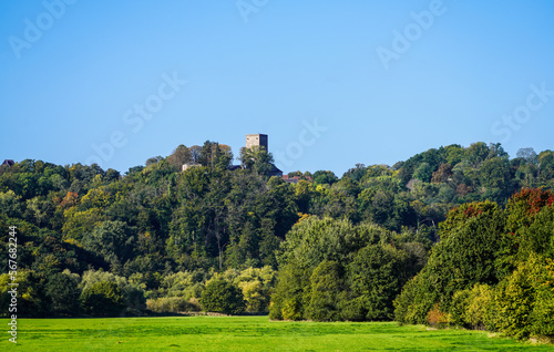 View of Blankenstein Castle and the surrounding countryside near Hattingen. 