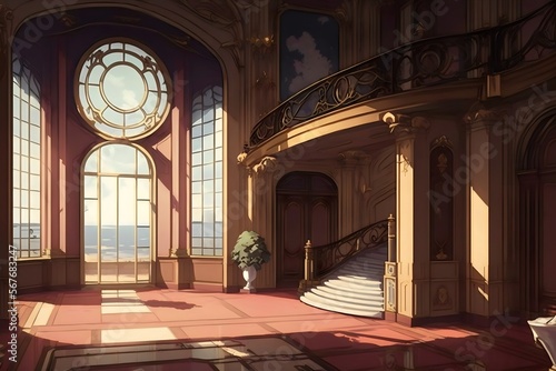 Anime background nobel room office created with AI