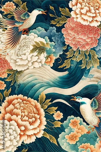 japanese art pattern Illustration	