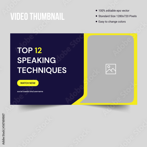 Speaking practice tips and tricks video thumbnail cover banner template design