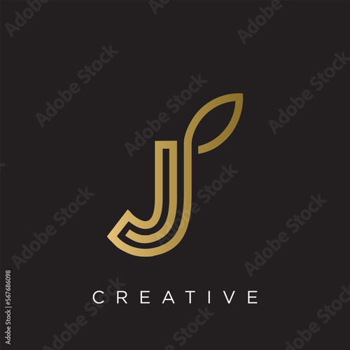 j leaf logo design vector icon
