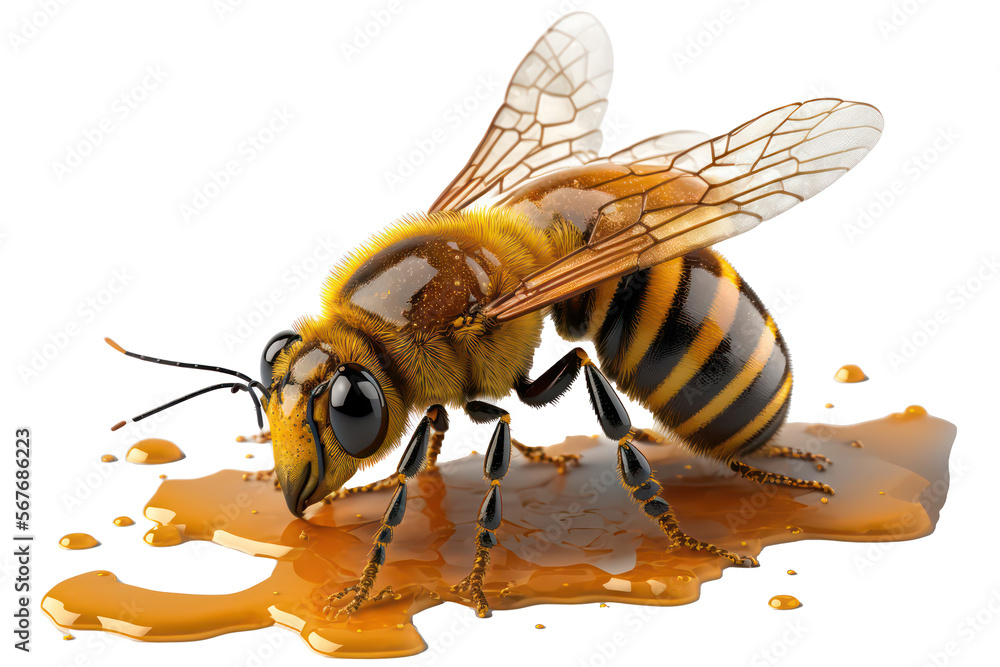 ภาพประกอบสต็อก 3d Bee With Juicy Honey Isolated On Transparent ...