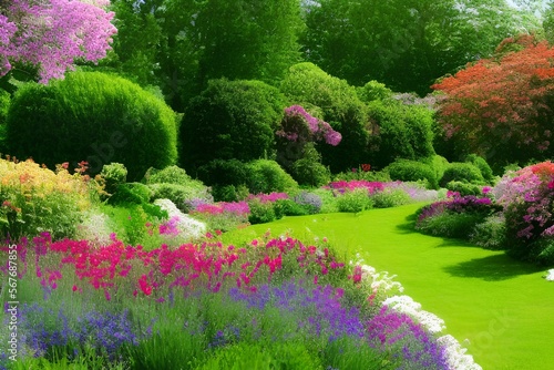flowering summer garden - generative ai 