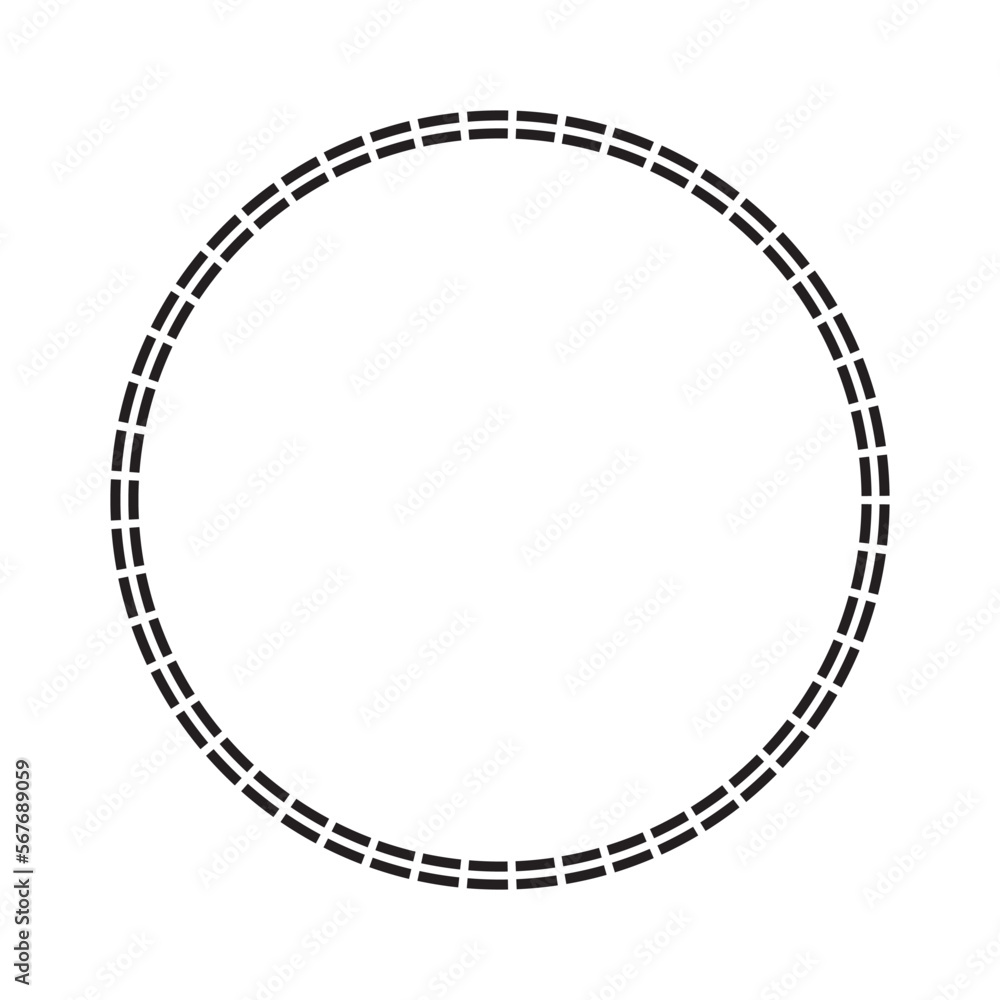 two 2 dotted lines cut paper circular border round graphic design vector illustration eps