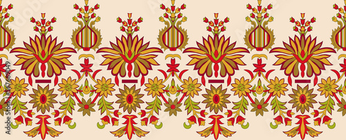 ethnic borders and flowers mughal art pattren textile digital motifs