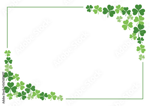 Vector Rectangle Clover Frame Illustration For St. Patrick’s Day Isolated On a White Background With Text Space.
