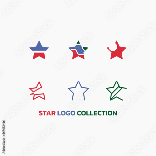 Star logo collection set with six shapes.