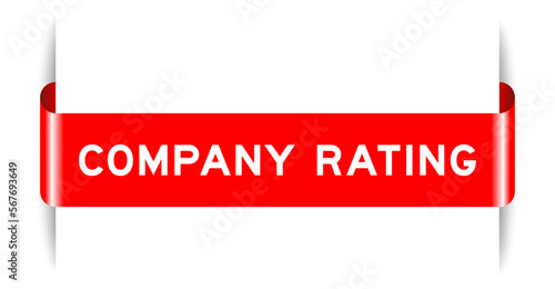 Red color inserted label banner with word company rating on white background