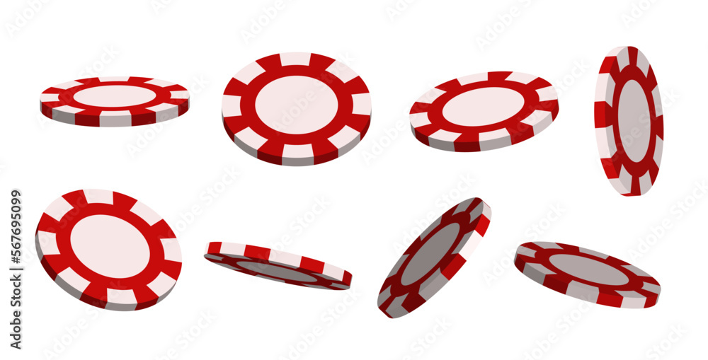 Playing chips. 3d chips in different positions. A set of chips for gambling. Vector illustration. Playing chips. 3d chips in different positions. A set of chips for gambling. Vector illustration.