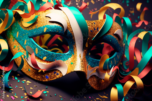 Carnival mask, colorful carnival mask, revelry, reveler The accessory only began to be used in parties, such as Carnival, in the 15th century, more precisely in Italy.Carnival Venetian mask