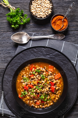 Vegan Hoppin John, savory black-eyed pea stew