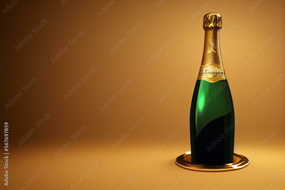 champagne bottle popping open in a golden art deco background