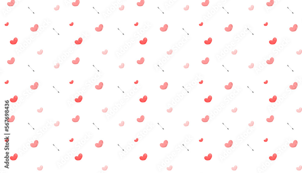 Seamless pattern with hearts and arrows. Vector flat illustration. Happy Valentine's Day.