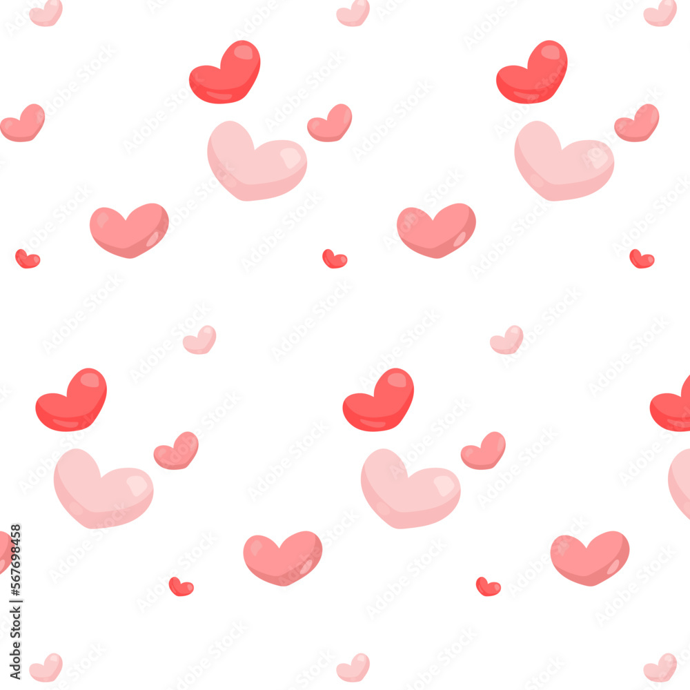 Pattern with hearts and arrows. Vector flat illustration. Happy Valentine's Day.