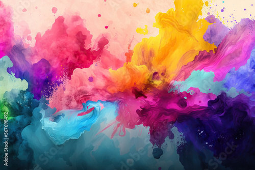 Abstract, colorful background, smoke, drops and waves. Color bomb.
