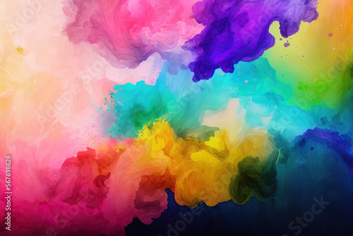 Abstract, colorful background, smoke, drops and  waves. Color bomb. © Matyfiz