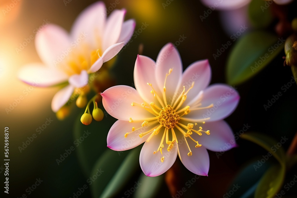 Pink and yellow flower background. Generative AI. Pink and yellow flower background. Generative AI.
