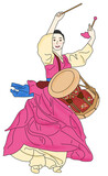 korean traditional dance illustration PNG