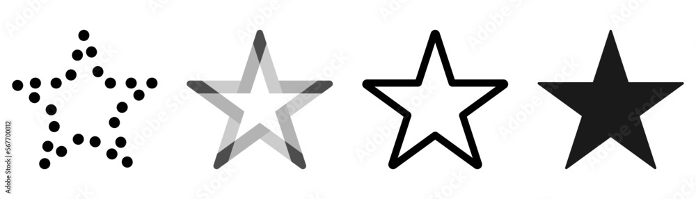 Five pointed star Icon set. Decorative stars Five pointed star Icon set. Decorative stars