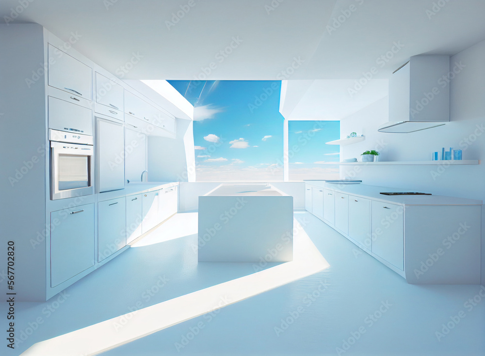 Modern white kitchen. Modern white kitchen.