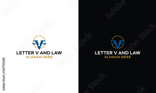 Letter V Law Firm and Attorney Logo Design Vector Graphic Icon Emblem Illustration