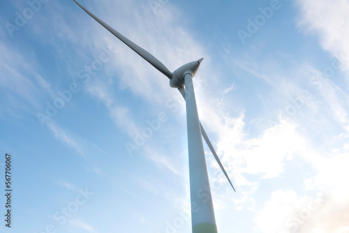 windmill farm or wind park, with high wind turbines for generation electricity.