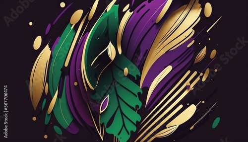 Mardi gras colors background wallpaper in yellow,violet,green colors generatie ai photo