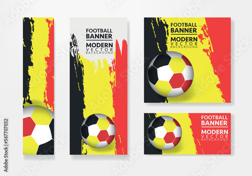 Belgium football team with flag background vector design. Soccer championship concept with football ball illustration template. football banner design.
