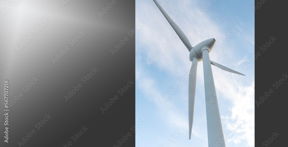 windmill farm or wind park, with high wind turbines for generation electricity.