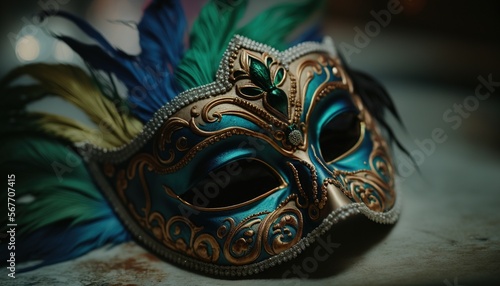 Mardi Gras carnival medieval mask illustration generative ai