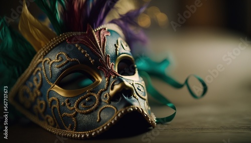 Mardi Gras carnival medieval mask illustration generative ai © Roman