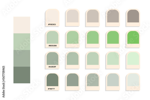 Gray green color palette, calm and pastel colors catalog, colour matching, colours palette sample