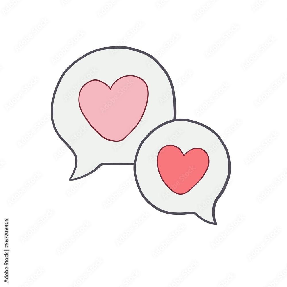 Chat icon with hearts ari illustration