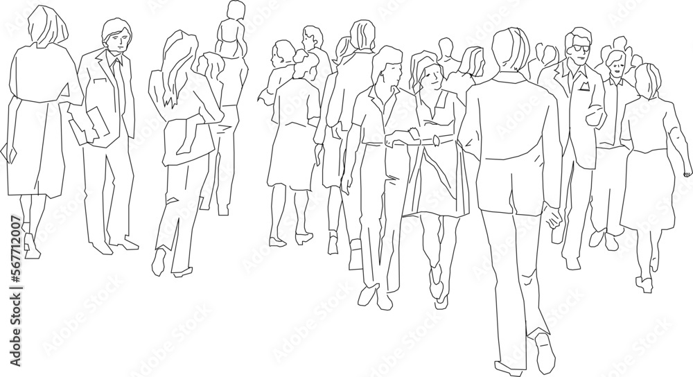 Vector illustration sketch of crowded people
