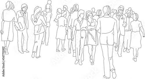Vector illustration sketch of crowded people