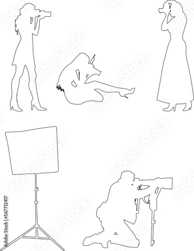 Sketch vector illustration of a photographer having a photo shoot