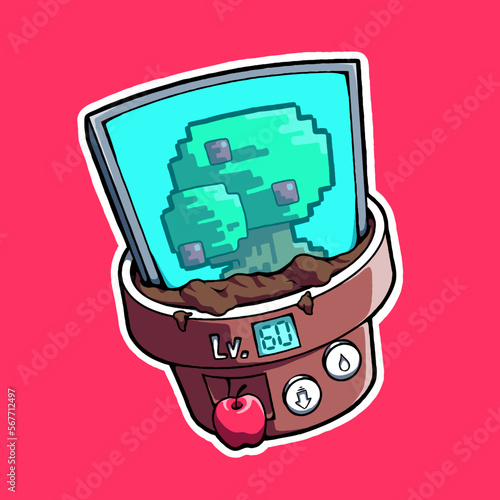 vector illustration depicting a virtual plant that can bear real fruit. this image is great for stickers.