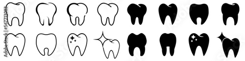 Tooth icon vector set. Dentist illustration sign collection. Teeth symbol or logo.