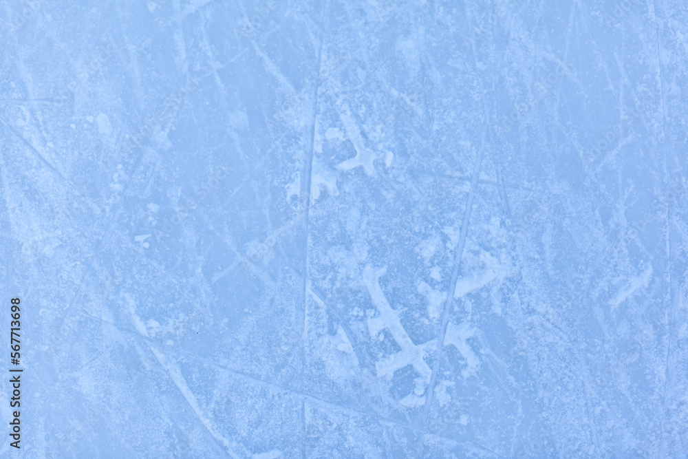 Empty ice rink with skate marks after the session outdoor. skating ice ...