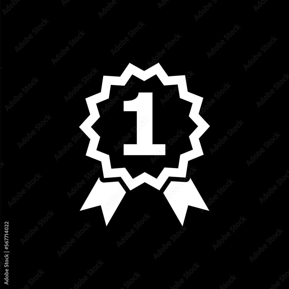 Number one badge icon isolated on black background. Number one badge icon isolated on black background.